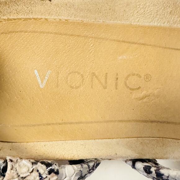 Vionic Sandal Womens 7 Beige Snake Print Kora Raffia Boa Espadrille Wedge Shoes - Picture 10 of 13